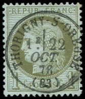 CERES DENTELE - 50    1c. Vert-olive, Obl. Càd T16 THORIGNY-S-OREUSE 22/10/76, Centrage Parfait, Superbe - 1871-1875 Ceres