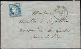 Let CERES DENTELE - 60C  25c. Bleu, Obl. OR 2 Fois S. LAC, Càd GARE DE DOLE 27/12/74, TB - 1871-1875 Ceres