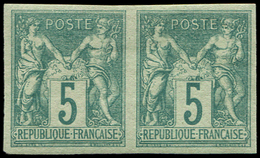 * TYPE SAGE - 64a   5c. Vert, NON DENTELE, PAIRE, TB. Br - 1876-1878 Sage (Type I)