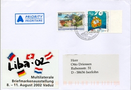 2002 , LIECHTENSTEIN , SOBRE CIRCULADO , ETIQUETA LIBA 02 , VADUZ - Storia Postale