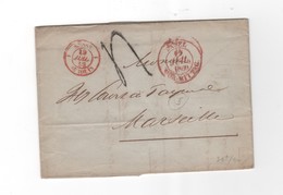 France >  Marques D'entrées- LAC-SUISSE// SAINT LOUIS BALE Pour MARSEILLEJUILLET 1850 - Entry Postmarks