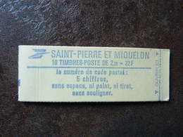 SPM 1985 Carnet 10 Timbres Liberté De Delacroix  2,20F Rouge CODE POSTAL Conf.6  **  MNH - Booklets