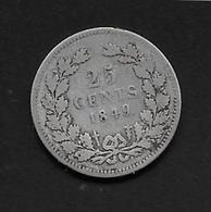 Pays Bas - 25 Cent - 1849 - Argent - 1849-1890 : Willem III