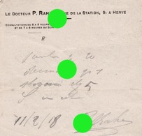 HERVE 1918  DOCTEUR P. RAHIER Rue De La Station - Petits Métiers