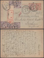 MONACO EP 10c+Yv 12 X5+23 EN RECOMMANDE DE LA CONDAMINE 14/02/1921 VERS DURHAM (DD) DC-MV505 - Lettres & Documents