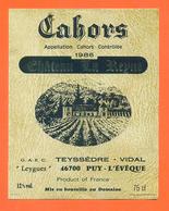 étiquette De Vin De Cahors Chateau La Reyne 1986 Teyssèdre Vidal à Puy L'éveque - 75 Cl - Cahors