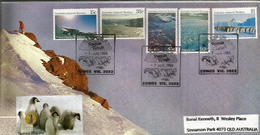 Paysages Du Territoire Antarctique Australien. FDC Oblitération Pingouins, Série AAT Nr 68/72, Année 1985 - Covers & Documents