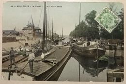 Bruxelles Le Canal Et Allée Verte Avec Péniches (haut De La Carte Un Peu Abimé) - Transport (sea) - Harbour