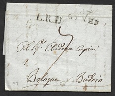 1813 - LAC - 87 GENES Pour BOLOGNA - Marque Linéaire L.R.1 - 1792-1815: Conquered Departments