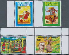 Burundi: 1992, Traditional Dances Complete Set Of Four In A Lot With 750 Sets Mostly In Large Blocks - Sammlungen