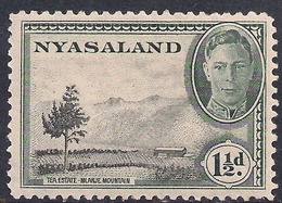 Nyasaland 1945 KGV1 1 1/2d Black & Grey Green MM SG 146 ( L1256 ) - Nyassaland (1907-1953)