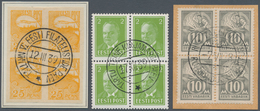 Estland - Stempel: 1936/1940, Small Lot Of Six Blocks Of Four And One Cover, Each With Different Spe - Estonie