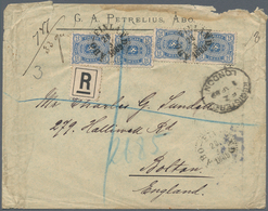 Finnland: 1889, Registered Letter Franked With Two Vertical Pairs Of The 25 P. Arms Stamp From ABO V - Briefe U. Dokumente