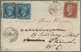 Frankreich: 1860, Small Cover From Toulon-sur-Mer To London, Re-addressed To Strand, Franked By Napo - Briefe U. Dokumente