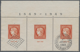 Frankreich: 1949, Block Issue CITEX In Triple Stripe From Upper Margin Of Small Sheet, Two Miniature - Lettres & Documents