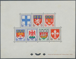 Frankreich: 1958, Provincial Coat Of Arms 50 C - 5 Fr Complete Series As EPREUVES COLLECTIVE In Orig - Lettres & Documents