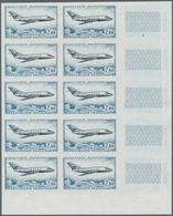 Frankreich: 1965, Airplane ‚Mystere 20‘ 2.00fr. IMPERFORATE Block Of Ten From Lower Right Corner, MN - Lettres & Documents