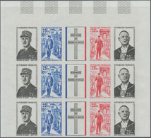 Frankreich: 1971, Death Anniversary Of General De Gaulle IMPERFORATE, Top Marginal Block Comprising - Lettres & Documents