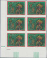 Frankreich: 1976, Painting From Jean Carzou 2.00fr. IMPERFORATE Block Of Six From Lower Left Corner, - Lettres & Documents