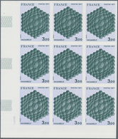 Frankreich: 1977, Painting From Victor Vasarely 3.00fr. IMPERFORATE Block Of Nine From Lower Left Co - Lettres & Documents
