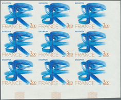 Frankreich: 1977, Painting From Roger Excoffon 3.00fr. ‚Initials RF ‘ IMPERFORATE Block Of Nine From - Lettres & Documents