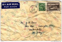 CANADA Cover 1c GVI Uniform + 14c Power Station Stamps From Toronto To UK 2 Jan 1948 - Histoire Postale