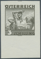 Österreich: 1934, Freimarken "Trachten", 3 Sch. "Ländliche Arbeit", Ungezähnter Offsetdruck-Probedru - Neufs