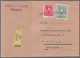 Österreich: 1945, 12 Rpf Karmin U. 42 Rpf Graugrün "Wappen", Entwertet Mit Violettem Notstempel "POS - Neufs