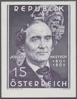 Österreich: 1962, 1 Sch. "Johann Nepomuk Nestroy", Ungezähnte Farbprobe In Grauviolett Auf Kartonpap - Neufs