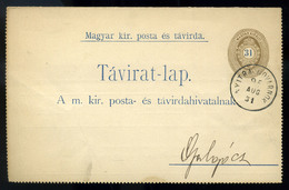 NYITRAUDVARNOK 1895. 31Kr Díjjegyes Táviratlap Galgócra  /  1895 31 Kr Stationery Telegraph Card To Galgóc - Gebruikt