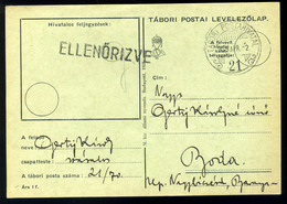 II. VH Kárpátalja 1939. Tábori Posta Levlap,TP 21 Bodára Küldve  /  WW II Carpathian Ruthenia FPO P.card TP21 To Boda - Brieven En Documenten