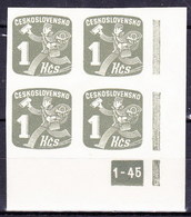 ** Tchécoslovaquie 1945 Mi 488 (Yv TPJ 34) Bloc De 4, (MNH) - Zeitungsmarken