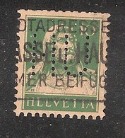 Perfin/perforé/lochung Switzerland No YT161 1921-1942 William Tell HU  Helvetia-Unfall, Schweiz. Versicherungs-Ges. - Perforés