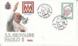 San Marino (1982) - Busta Ricordo Del Viaggio Del Papa Giovanni Paolo II - Lettres & Documents