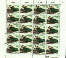 Luxembourg Feuille De 20 Timbres à 2,50 Euros Chemins De Fer D'antan Waggon PH 408 Train1900  2005 - Feuilles Complètes