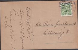 1915. Two Kings. 5 Aur Green. Perf. 14x14½, Wm. Cross. REYKJAVIK 31. XII 1919. Postca... (Michel 79) - JF310128 - Covers & Documents