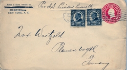 1926 ESTADOS UNIDOS , SOBRE ENTERO POSTAL CIRCULADO , NEW YORK , VIA " S.S. PRESIDENT ROOSEVELT " , FR. COMPLEMENTARIO - 1921-40