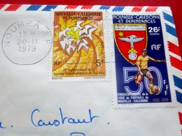 Nouméa / Aubagne Lettre Illustrée Danseur Mélanesien Tribu Poya Timbres Océanie Nouvelle-Calédonie 1979  Lettre Document - Cartas & Documentos