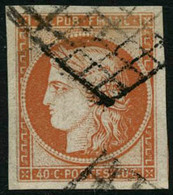 Oblit. N°5 40c Orange, Marges énormes, Signé Calves - TB - 1849-1850 Ceres