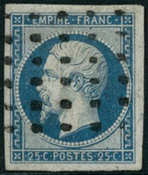 Oblit. N°15 25c Bleu, Grandes Marges Signé Calves - TB - 1853-1860 Napoleon III