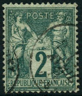 Oblit. N°62 2c Vert - TB - 1876-1878 Sage (Type I)