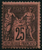 ** N°91 25c Noir S/rouge - TB - 1876-1898 Sage (Type II)