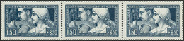 ** N°252 1F50 + 8F50 Bleu, Bande De 3 Les 3 Types Se Tenant - TB - Other & Unclassified