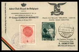 POSTA AEREA - AEROGRAMMI - PRIMI VOLI - BELGIO - 1937 (20 Giugno) - Coppia Gordon Bennett/Ballon Belgica - Sonstige & Ohne Zuordnung