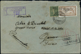 Lettre N° 6+13, Les 15c Semeuse Lignée Et 50c Merson Sur Lettre Recommandée Du 19.5.1917, Cachet De Censure Militaire Se - Otros & Sin Clasificación