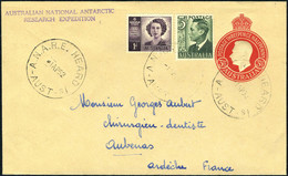 Lettre N° 155 + 173c, Sur Entier Postal à 3 1/2p, Càd A.N.A.R.E. HEARD Is -AUST-1 AP 52, Cachet Australian Antarctic Res - Otros & Sin Clasificación