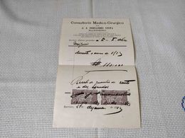 PORTUGAL DOCUMENT " CONSULTORIO MEDICO-CIRUGICO" W/ 2 X FISCAL STAMPS 1913 ? - Covers & Documents