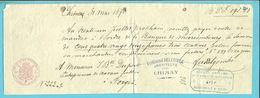 Mandat à L'ordre CHIMAY 1876 , Zegel EFFETS DE COMMERCE 10c. - Documents