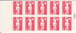 France 1990 MNH Sc 2202a Booklet Of 10 2.30fr Marianne Self-adhesive - Moderne : 1959-...