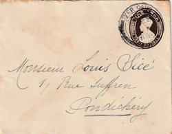 ENTIER POSTAL BRITANNIQUE UTILISE A YERCAUD POUR PONDICHERY - 1911-35  George V